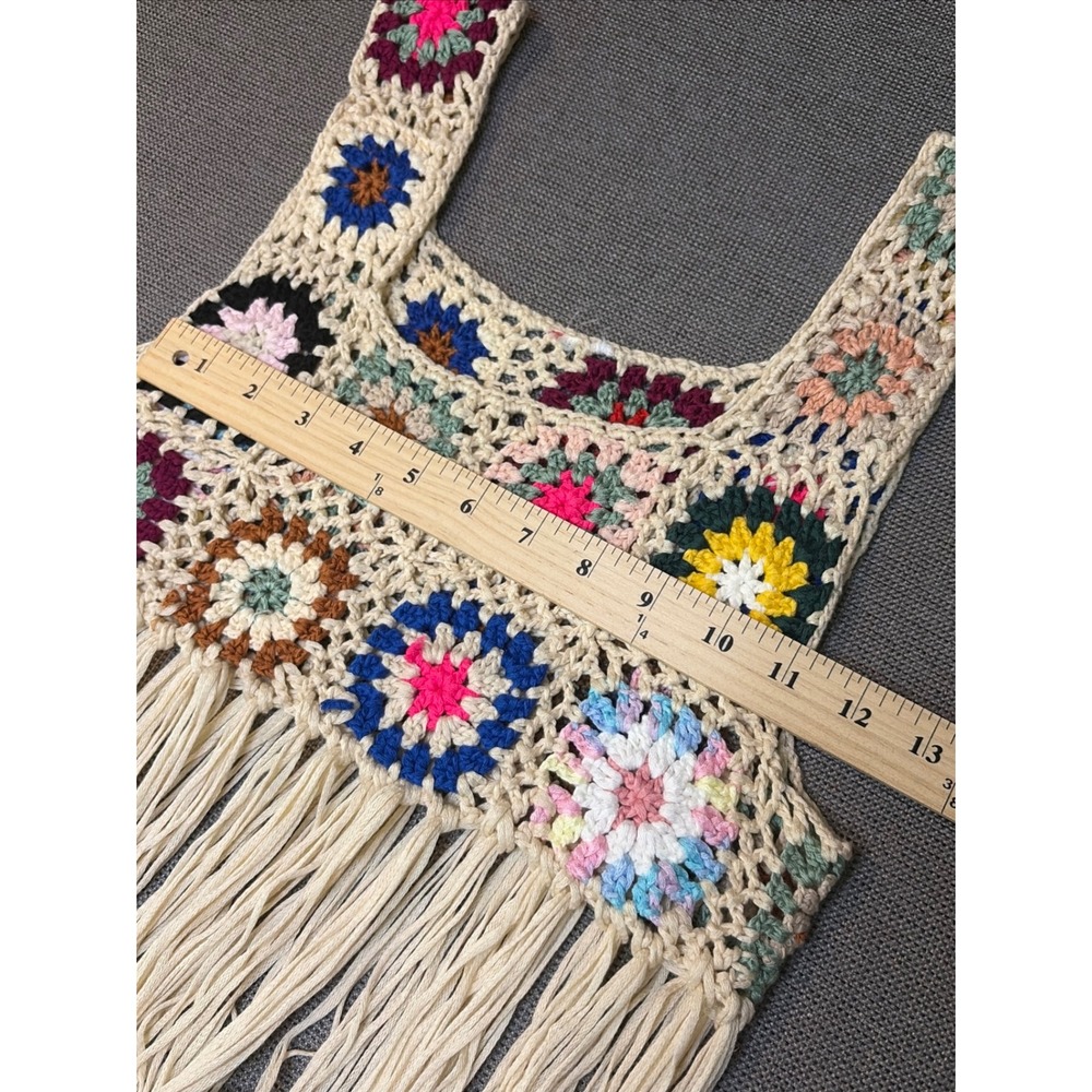Unbranded Crochet Crop Top Granny Square Boho Festival Hippie Indie Women OS - Picture 4 of 8